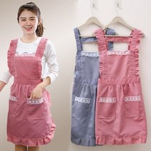 카페 꽃집 주방 신혼 예쁜 레이스 앞치마 방수 조리복, 브라운