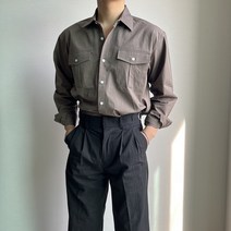 남자 오버핏 캐주얼 클래식 투포켓 웨스턴 셔츠