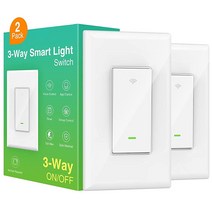 GHome Smart 스마트 스위치 3 방향 Way Wi-Fi 조명 스위치 알렉사 및 구글 홈 호환 가능 2.4GHz 스케쥴 타이머 중립 와이어 필요 3 방향 설치 및 허브, 1 Pack 3 Way Smart Switch