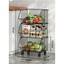 이동식 트롤리 수납 선반 야채 바구니 장바구니 장난감 주방 정리 다층 다용도, F
