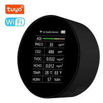 악취 측정기 Wifi 7 In 1 공기질 감지기 PM2.5 TVOC CO2 HCHO 온도 습도 AQI 감지기홈 오피스 실내 공기, 한개옵션1, 04 black wifi