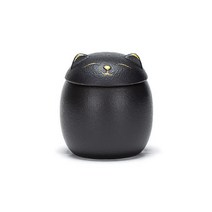 CAICHEN 복고양이 도자기 밀폐용기, 블랙 마네키네코 밀봉병