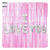 프로포즈용품 실버 결혼기념일 남편생일 파티 커튼 I LOVE YOU 글자 풍선, 단품, 단품