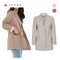 예쎄 하프 더블체크 미디 린넨 자켓 YT05JK06M