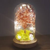 나만의 레터링 [숲앤숨] LED 유리돔 안개나무 무드등 - 프리저브드, 1개, 핑크트리