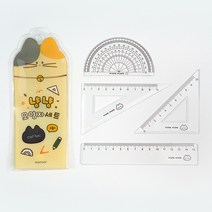 핑크풋 냥냥 모양자 세트 (각도기 삼각자 직자)
