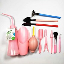 구근파종기 구멍삽 모종천공기 한손모종이식기 깨파종기 다중 고기 도구 조합 패키지 원예 도구 삽 공기 부는 물 주전자 족집게 삽 갈퀴 묘목 이식기 배럴 삽, Succulent Tools 11종 세트(핑크)
