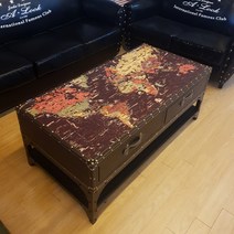 [MOVINS](1P- TB3005) 빈티지 지도 프린팅 철제 원목 테이블