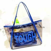 에이치플러스몰 TOUGH블루 파우치 숄더백 투명비치백 쇼퍼백