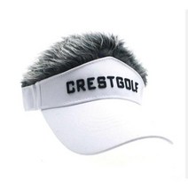 CRESTGOLF 골프모자 썬캡 탈부착 가발 모자 55-60cm, 화이트+블랙