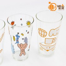 캐릭터 일러스트 컵 집들이 선물 귀여운 유리컵 400ml, 도그앤폭스