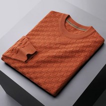머슬핏니트 남자니트브랜드 커플니트브랜드 와플 자카드 라운드 넥 스웨터 남성 가을 겨울 단색 레