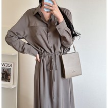 [벨롯] 빅사이즈 포켓 셔츠 롱 원피스 쉬폰 원피스 정장