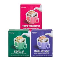 맥널티 [1+1+1] 예가체프+코케허니+케냐AA 각7개입 3종 1세트 핸드드립 드립커피, 8g