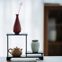 철제 다기장 다기 전시대 다완장 찻잔 수납장 찻잔 다관 장식대, C형