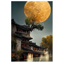 다이아몬드 페인팅 그림 DIY만들기 세트 시적인 강남 수향 풍경화 수묵화 꿈속의 낙원 몽환 가든 일러스트 격조있는 인테리어 그림 보석십자수 집콕취미 핸드메이드 선물 키트 액자없음, 강남 수향_02