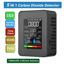에어 모니터 6In 1 PM2.5 PM10 HCHO TVOC CO 다기능 대기 오염 감지기 이산화탄소 포름 알데히드 모니터 LC, 03 5 in 1 Black
