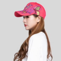 여성 등산 모자 꽃모자 여성 일반 캡모자, 레드꽃, 증정품종료