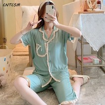 CNTCSM 반팔 산후조리복 임산부 잠옷 여름 5 산후 수유 얇은 산모임신기 땀흡수가디건 홈웨어6