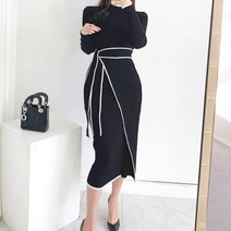 이노뱅크 반하이넥 심플 미디원피스 INO403A
