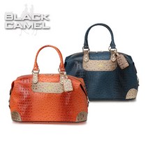 브랜드없음 블랙캐멀 여성 타조가죽무늬 보스턴백 - BC-102W-BB, 블루:Free