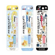 미쯔비시 리락쿠마볼펜 캐릭터볼펜 제트스트림 리락쿠마 3색볼펜 6W91A58D, 1개, 블루