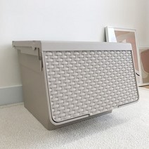 한샘 전면오픈 라탄 패턴 수납박스 라이트브라운, 단품