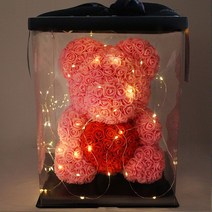 결혼기념일 1주년 선물 곰돌이꽃 장미 곰돌이 a07, 단일사이즈, 40cm 핑크 러브 클래식 선물 상자