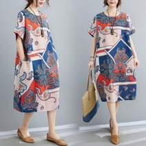 유럽 프린팅 롱 원피스 엣지 루즈핏 오버핏 화려한 옷