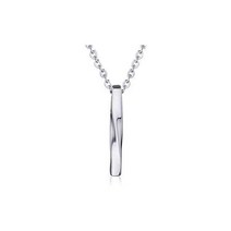 Rockyu 목걸이 맨즈 레이디스 서지컬 스테인레스 스틱 펜던트 실버 골드 블랙 심플 316 L 남녀 겸용 생일 발렌타인 데이 선물 (실버)