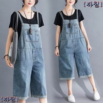 빅사이즈 반바지 데님 멜빵바지 조거팬츠 청바지 뱃살커버 오버핏 캐주얼룩 편안한 배기팬츠