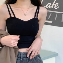 항미 숏 이너 타이트 민소매 멜빵 상의 여자 봄여름 블랙 현아 겉옷 타이트한 크롭 조끼