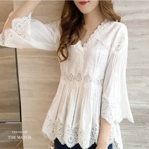 여신제이 소라 연꽃 레이스 블라우스