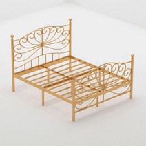 케이로 미국 철제침대 프레임 침대프레임 철제 공주 침대 북유럽 럭셔리 심플한 싱글 싱글침대, 골드(로우 스켈레톤)