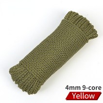 등산 야외 4mm Paracord 등산 보조 라인 9 코어 구명 밧줄 장비 안전 다기능 로프, 05 YELLOW_04 100M