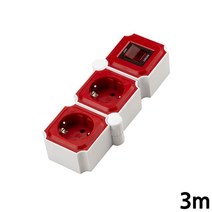 세탁기 건조기용 공간절약 휘어지는 2구멀티탭 3m 각도조절 4000w 냉방기기, 레드