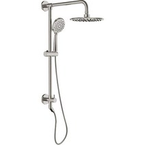 SOKA 22.9cm(9인치) 레인 샤워 헤드 핸드헬드 헤드 욕실 시스템 듀얼 콤보 3가지 설정 스프레이 호스 포함 수도꼭지 세트 슬라이드 바 매트 블랙 425238, Round