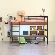 오키멧 북카페W 좌식 책상 침대 (수퍼싱글), 화이트(매트제외)