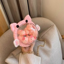 천사 돼지 가방 귀운 소녀 숄더 크로스 니트 수작업 아크릴 자체 제작 뜨개질DIY 가방 코바늘가방뜨기 뜨개질공방 여성핸드백DIY