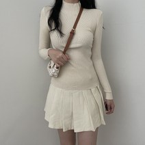 VANANA2 여성 데일리 반목 빗살 골지 슬림 쫀쫀 기본템 반목 니트