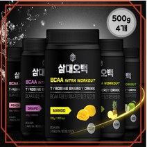 [삼대오백] BCAA 에너지 드링크 500g X4개 헬스 티로신 운동음료 5가지맛, 원하는맛X4개