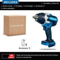 임팩렌치 충전 전동 드릴 Kamolee-1800N.m 1/2 인치 토크 브러시리스 전기 임팩트 렌치 18V 마끼다 리튬 이, 01 No Battery Set