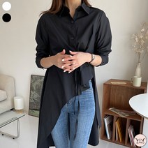 비비에모 여성용 언발란스 롱 셔링 긴팔 셔츠 남방 00243