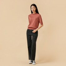 [JAJU/자주] 여 모크넥 반팔 니트_핑크