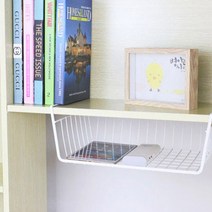 디엠몰 자사몰 1+1 책상 걸이형 철제 와이어 선반 팬트리 오거나이저 수납선반 공간활용, 블랙