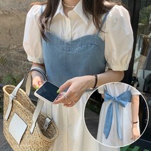 스타일아유 여성 사계절 체크 무지 얇은 여름 데님 리본 레이어드 나시탑 스트랩 뷔스티에탑 조끼 베스트