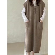 자이마이 여성용 브이넥 롱 니트조끼 베스트 키작녀조끼 루즈핏