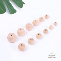 너도밤나무 우드 비즈 (원형 다각) 치발기 만들기 DIY 마크라메 재료, 다각 20mm (3개)
