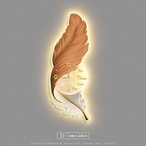 고급벽시계 LED 벽 램프 깃털 크리에이티브 침실 침대 옆 복도 거실 그림, 19.D - 35x100cm