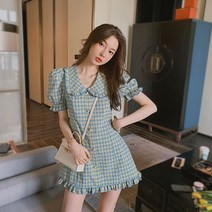 홈쇼핑원피스 5 원피스 하이틴 경성의복 6 월 하객 룩 브라이덜샤워 트위드 연두 핑크 색 단톤 청담며느리